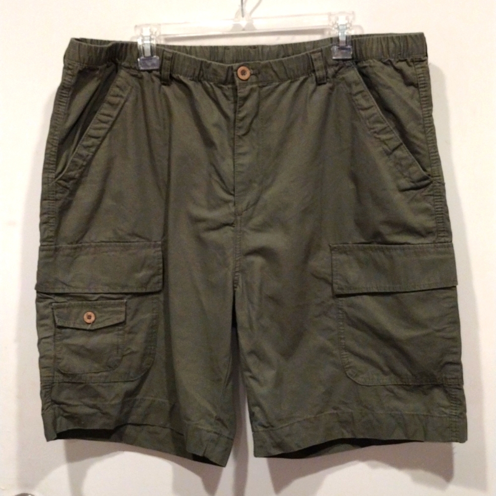 Boston Traders Men's Army Green Elastic Waist Cargo Shorts Sz XL-Hiking Gorpcore
